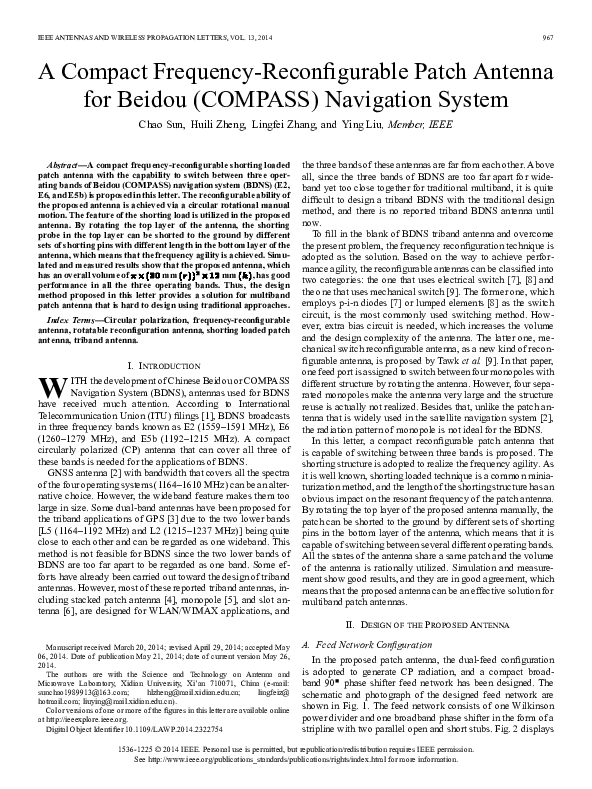 (PDF) A compact frequency reconfigurable patch antenna with asymmetric ...