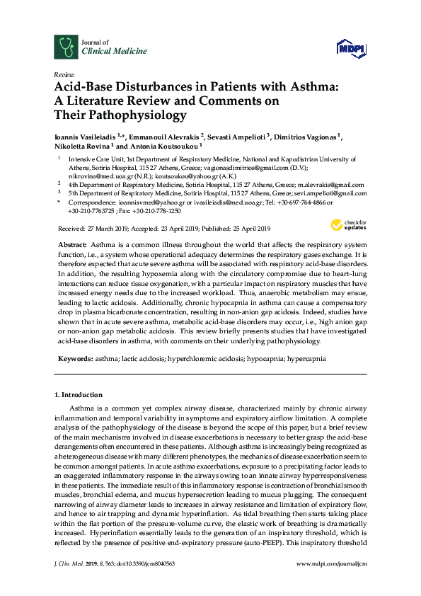 (PDF) Acid-Base Disturbances in Patients with Asthma: A Literature ...