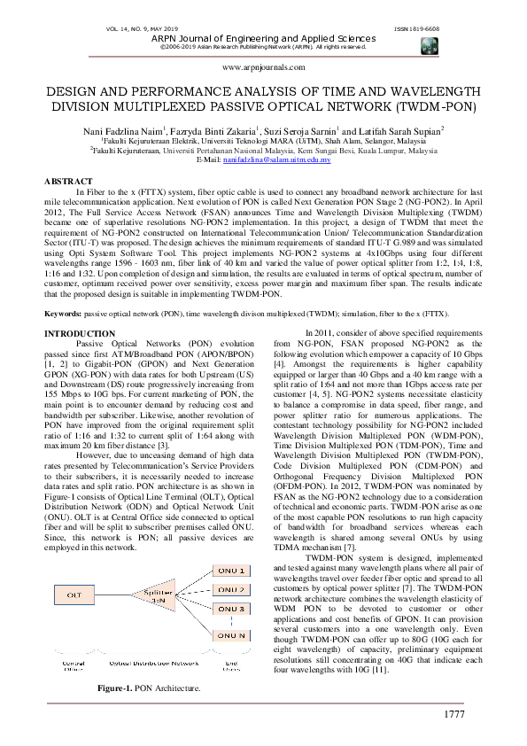 (PDF) Design and Performance Analysis of Time and Wavelength Division ...