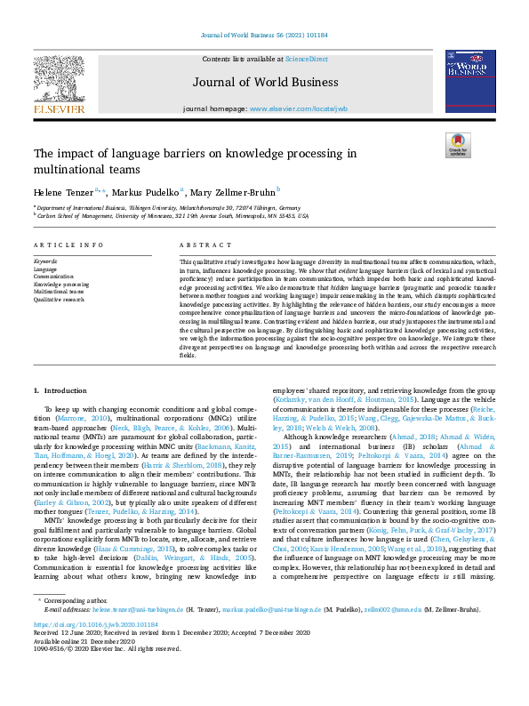 (PDF) The impact of language barriers on knowledge processing in ...