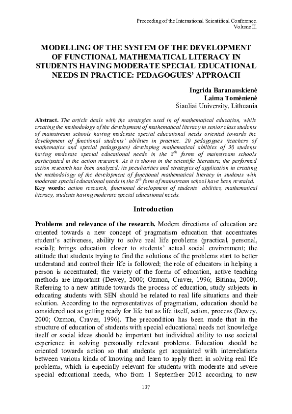 (PDF) Modelling of the System of the Development of Functional ...