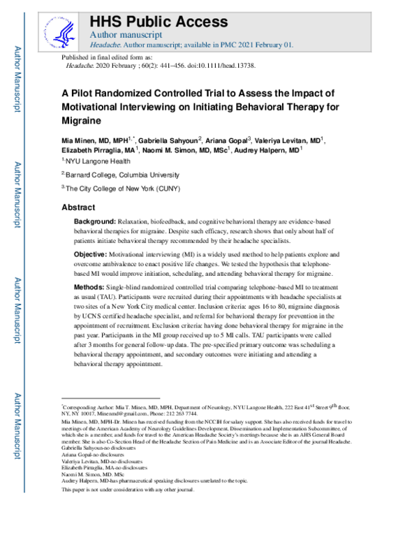 (PDF) A Pilot Randomized Controlled Trial to Assess the Impact of ...