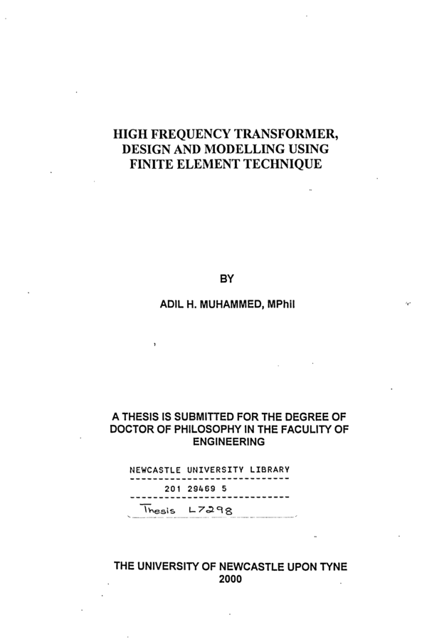 (PDF) High frequency transformer design and modelling using finite