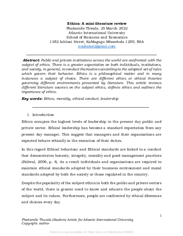 Mini Literature Review