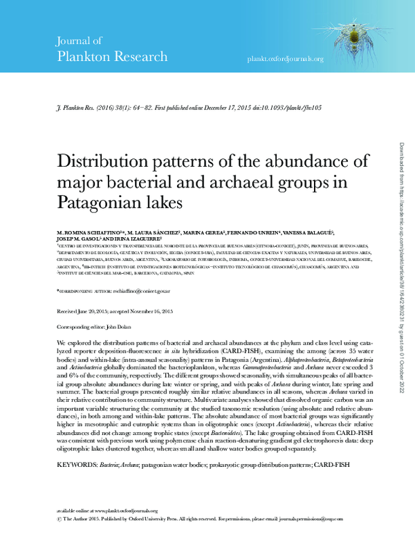 (PDF) Distribution patterns of the abundance of major bacterial and ...