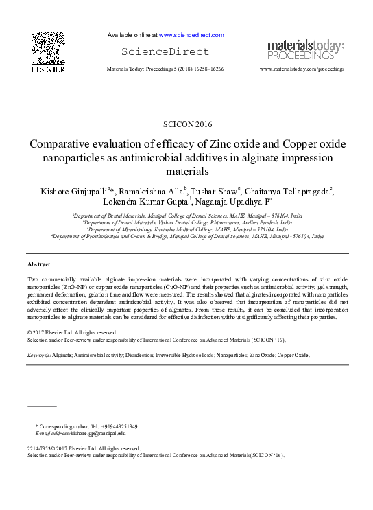 (PDF) Comparative evaluation of efficacy of Zinc oxide and Copper oxide ...