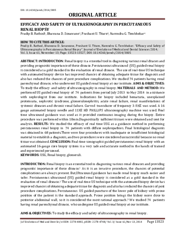 (PDF) Efficacy and Safety of Ultrasonography in Percutaneous Renal ...