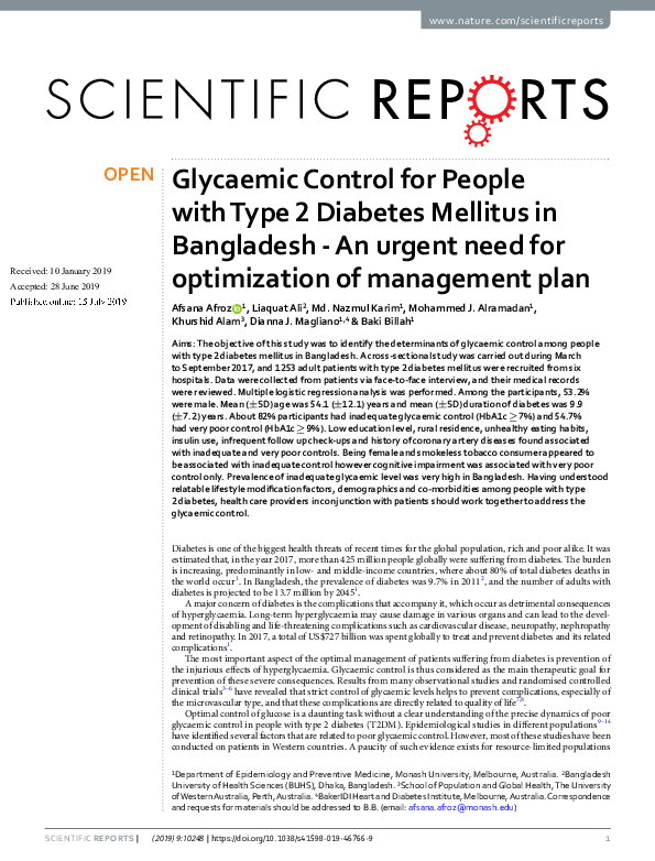 (PDF) Glycaemic Control for People with Type 2 Diabetes Mellitus in ...