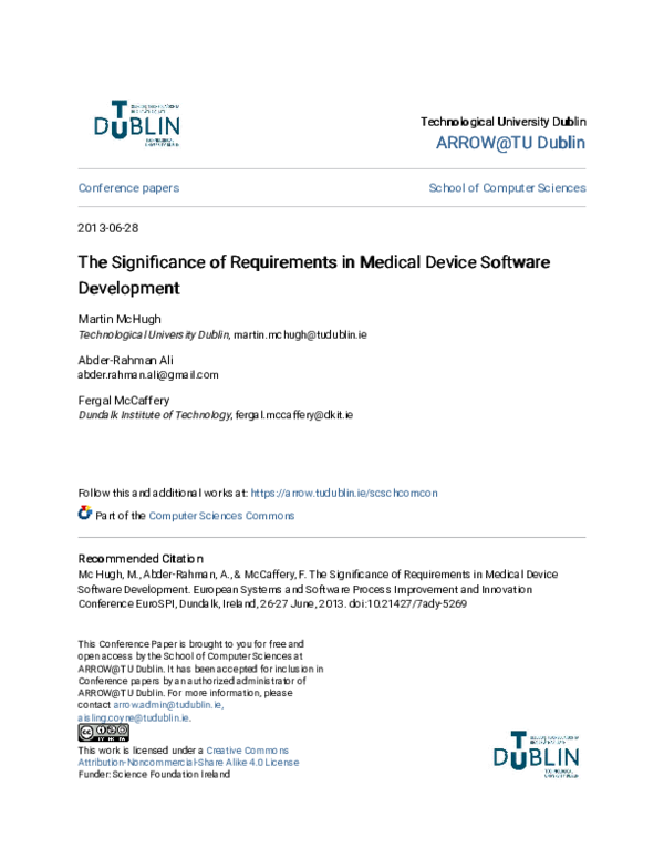 (PDF) The Significance of Requirements in Medical Device Software ...
