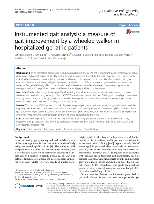 (PDF) Instrumented gait analysis: a measure of gait improvement by a ...
