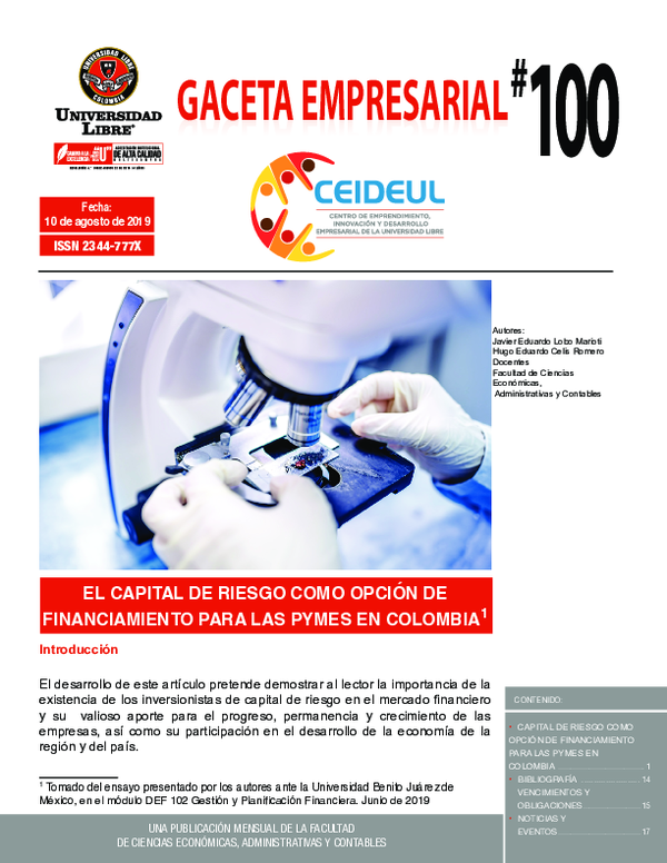 (PDF) El capital de riesgo como opción de financiamiento para las pymes ...