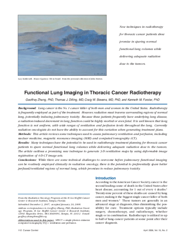 (PDF) Functional lung imaging in thoracic cancer radiotherapy