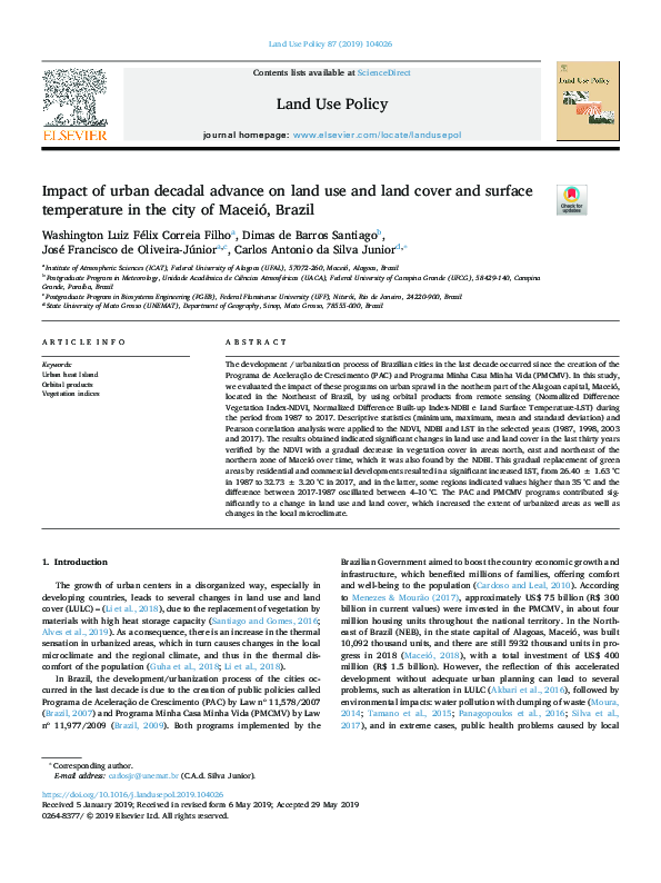(PDF) Impact of urban decadal advance on land use and land cover and ...
