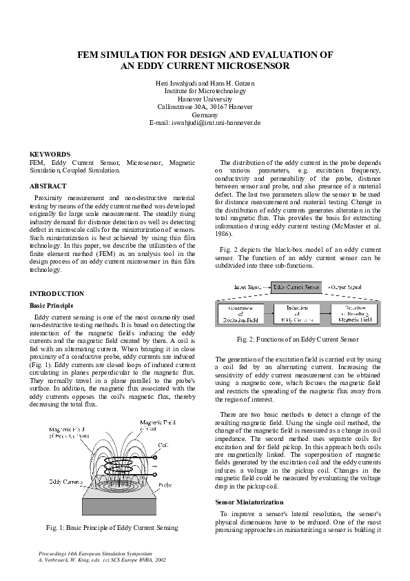(PDF) FEM simulation for design and evaluation of an eddy current ...