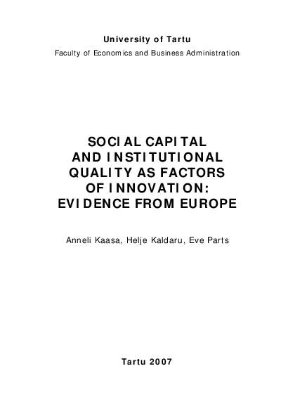 (PDF) Social Capital and Institutional Quality as Factors of Innovation ...