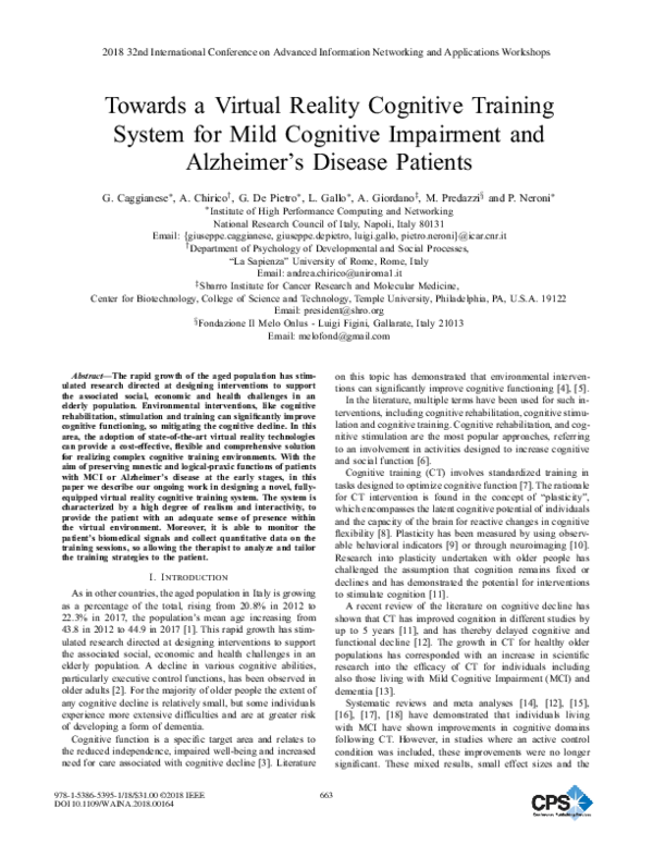 (PDF) Towards a Virtual Reality Cognitive Training System for Mild ...