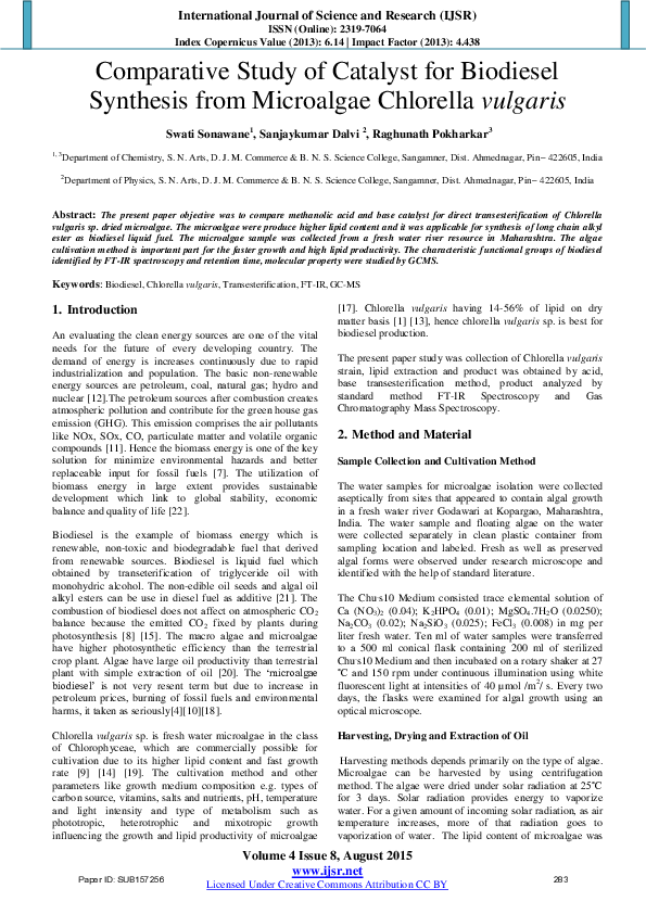 (PDF) Comparative Study of Catalyst for Biodiesel Synthesis from ...
