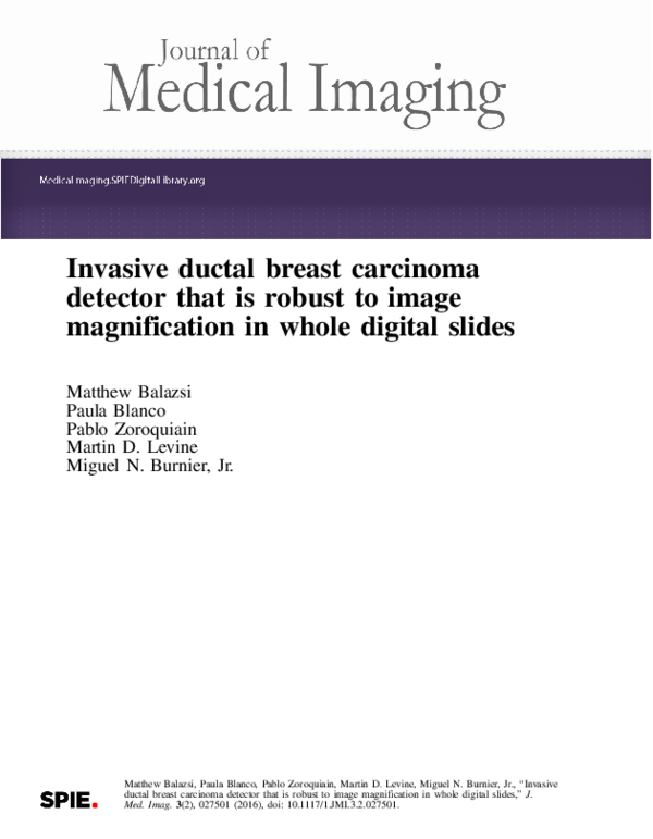 (PDF) Invasive ductal breast carcinoma detector that is robust to image ...