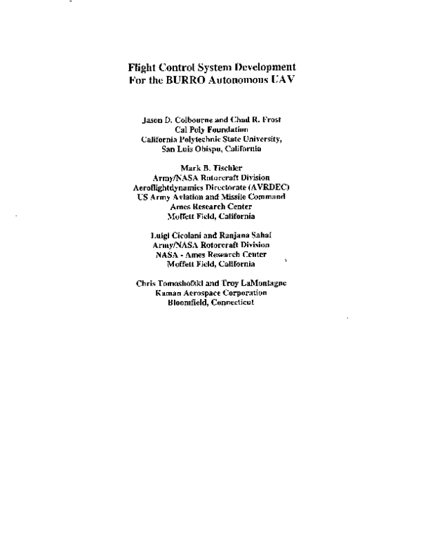 (PDF) Flight Control System Development for the BURRO Autonomous UAV