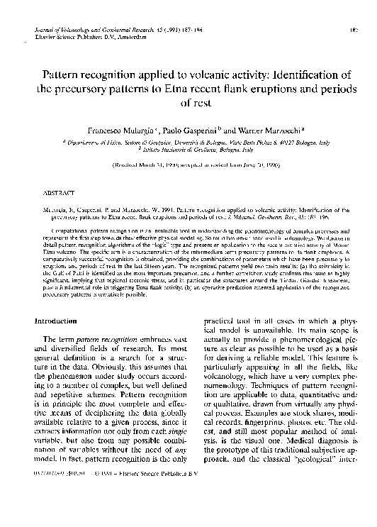 (PDF) Pattern recognition applied to volcanic activity: Identification ...