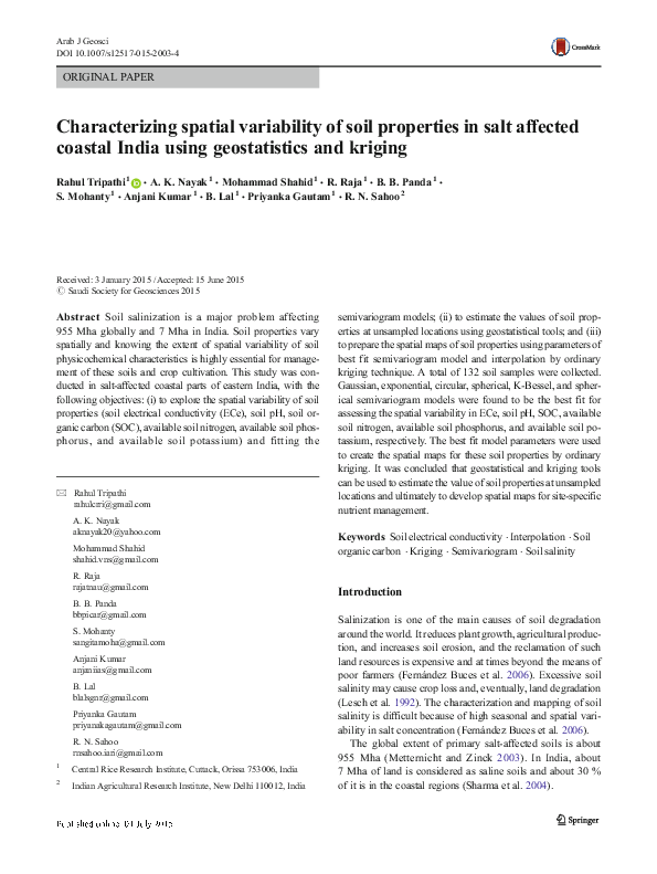 (PDF) Characterizing spatial variability of soil properties in salt ...