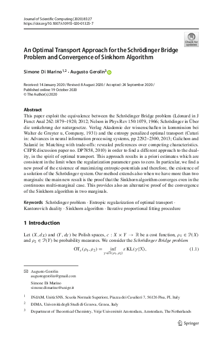 (PDF) An Optimal Transport Approach for the Schrödinger Bridge Problem ...
