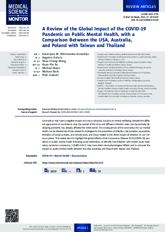 (PDF) A Review of the Global Impact of the COVID-19 Pandemic on Public ...