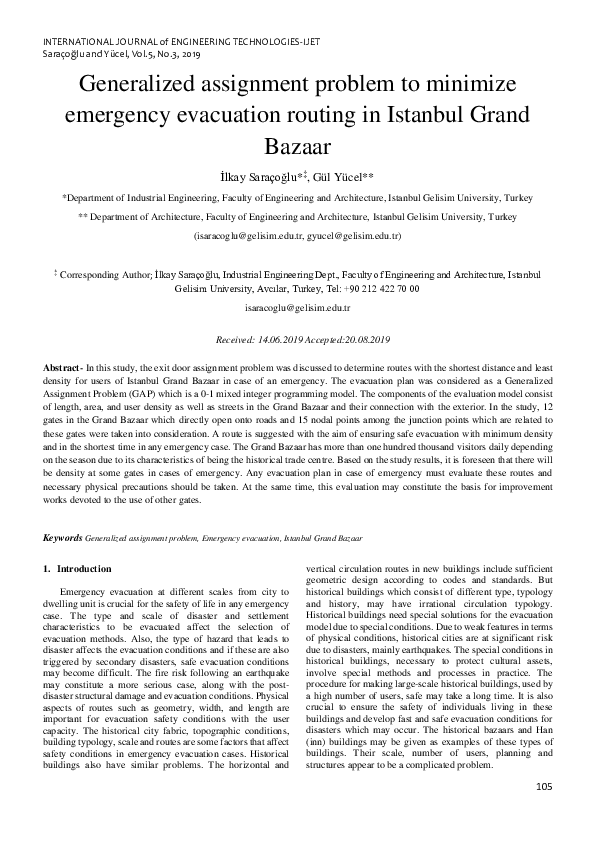 (PDF) Generalized Assignment Problem to Minimize Emergency Evacuation ...