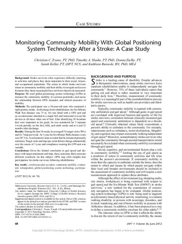 (PDF) Monitoring Community Mobility With Global Positioning System ...
