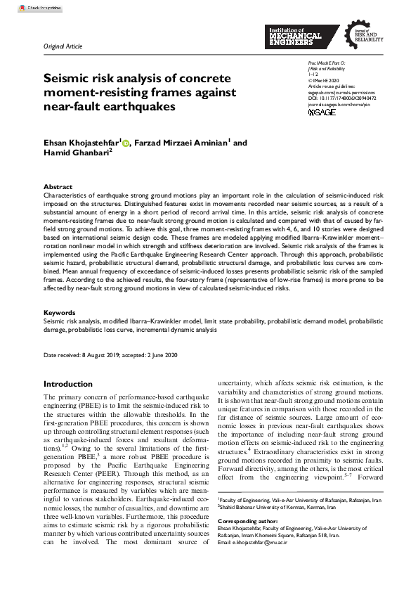 (PDF) Seismic risk analysis of concrete moment-resisting frames against ...