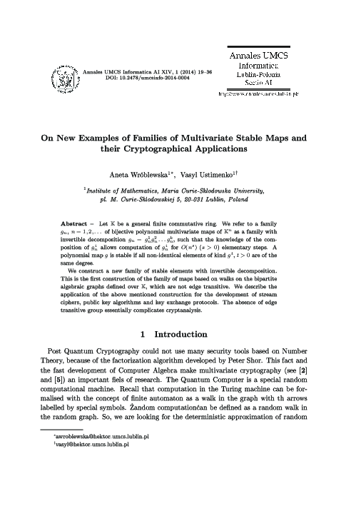(PDF) On New Examples of Families of Multivariate Stable Maps and their ...
