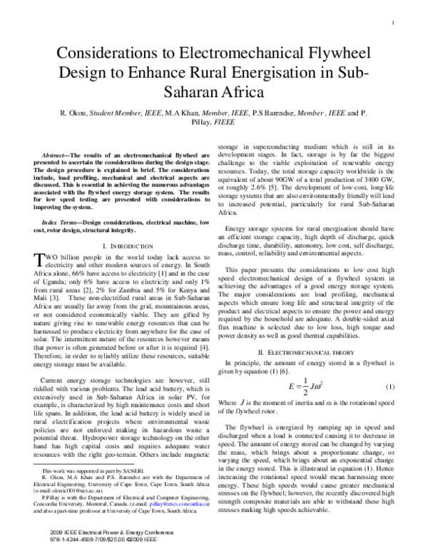 (PDF) Considerations to electromechanical flywheel design to enhance ...