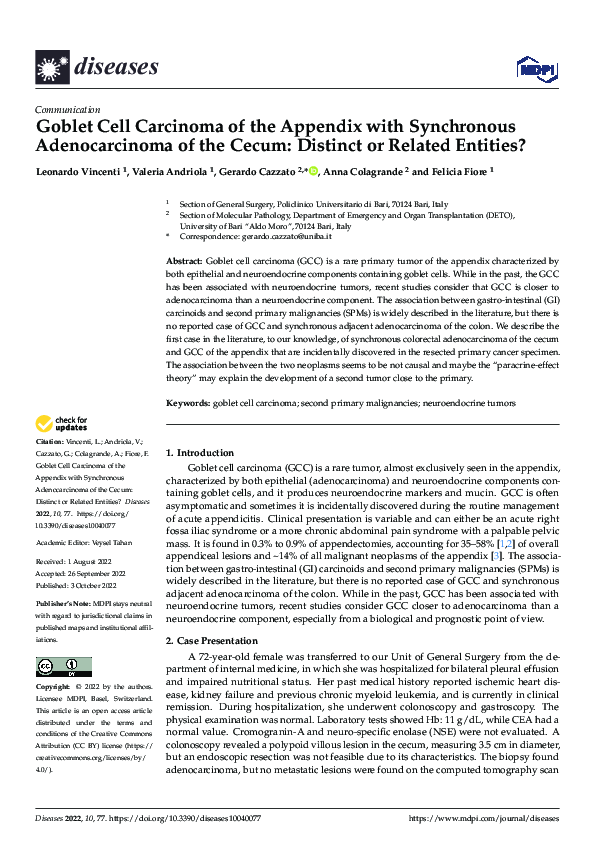 (PDF) Goblet Cell Carcinoma of the Appendix with Synchronous ...