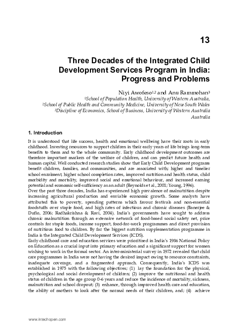(PDF) Three Decades of the Integrated Child Development Services ...