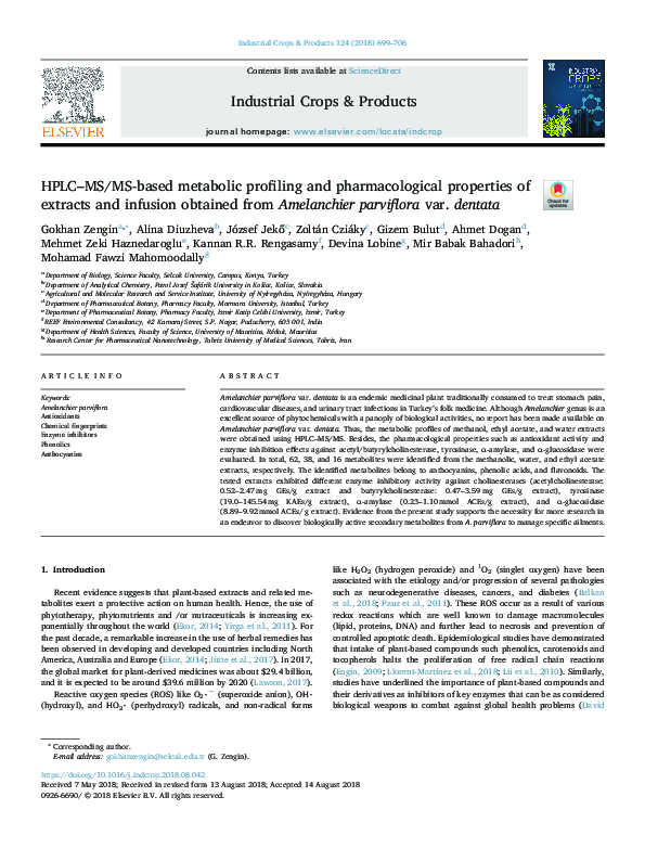 (PDF) HPLC–MS/MS-based metabolic profiling and pharmacological ...