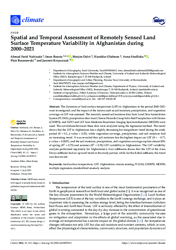 (PDF) Spatial and Temporal Assessment of Remotely Sensed Land Surface ...