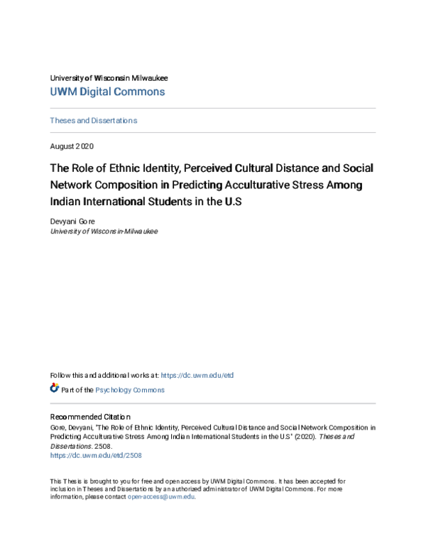 (PDF) The Role of Ethnic Identity, Perceived Cultural Distance and ...