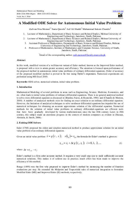 Pdf A Modified Ode Solver For Autonomous Initial Value Problems
