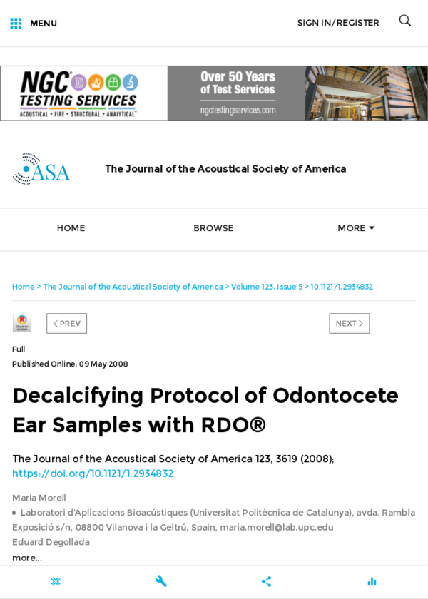 (PDF) Decalcifying Protocol of Odontocete Ear Samples with RDO®