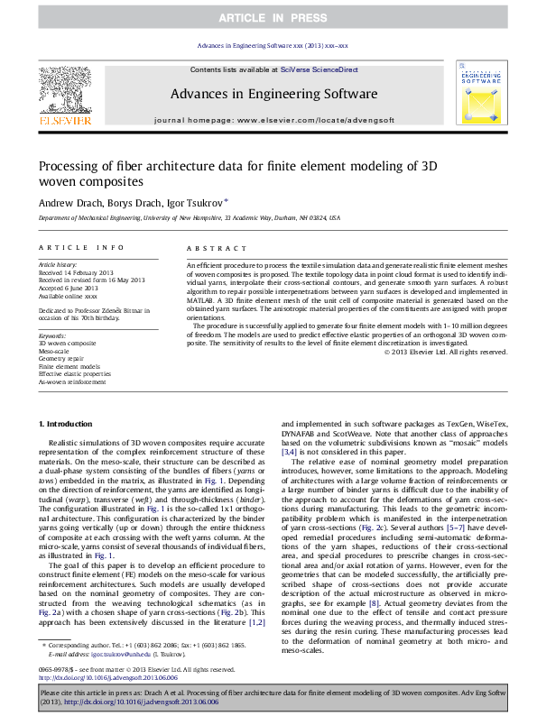 (PDF) Processing of fiber architecture data for finite element modeling ...