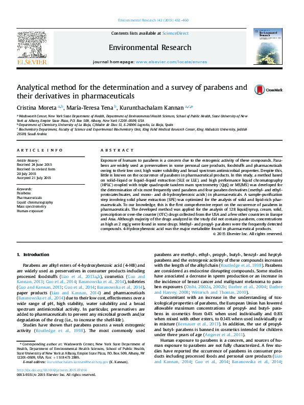 (PDF) Analytical method for the determination and a survey of parabens ...
