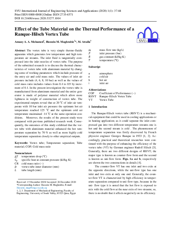 (PDF) Effect of the tube material on the thermal performance of a ...