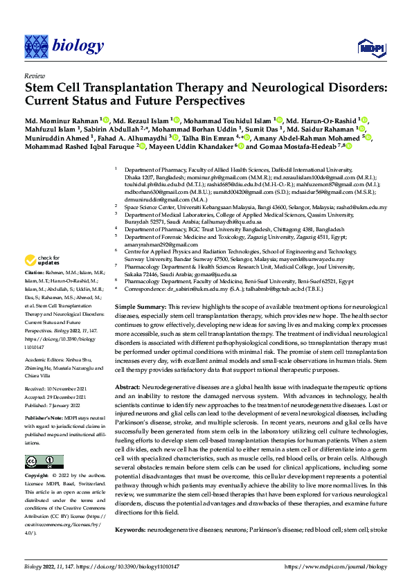(PDF) Stem Cell Transplantation Therapy and Neurological Disorders ...