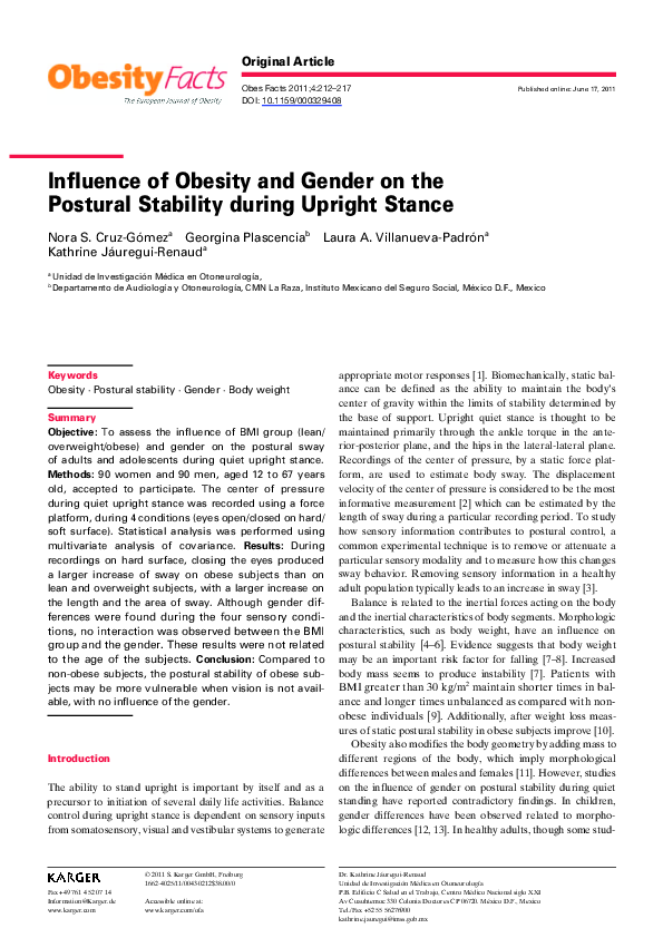 (PDF) Influence of Obesity and Gender on the Postural Stability during ...