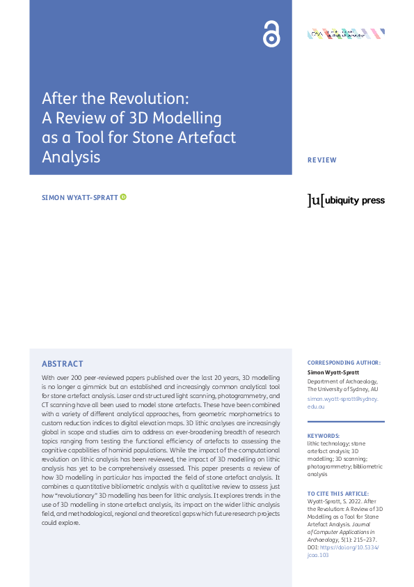 (PDF) After the Revolution: A Review of 3D Modelling as a Tool for ...