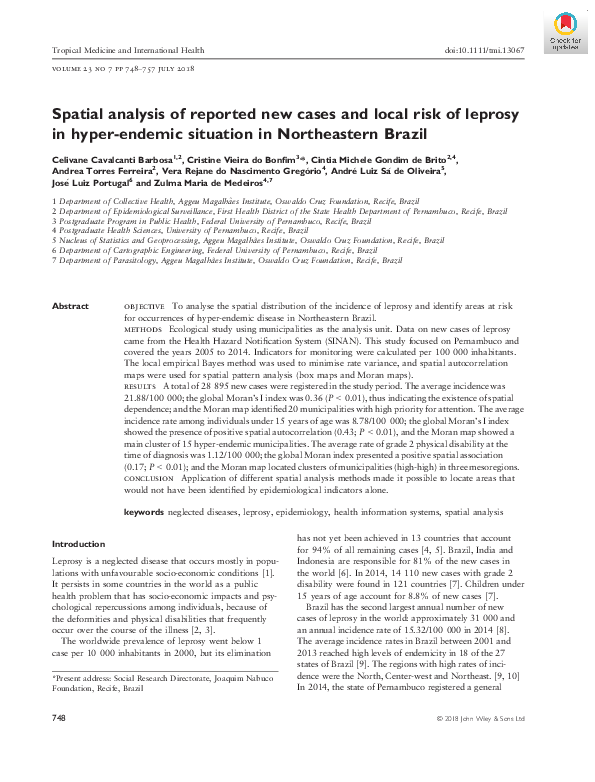 (PDF) Spatial analysis of reported new cases and local risk of leprosy ...