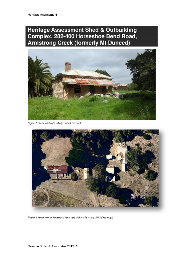 (PDF) Ford Farm at 400 Horseshoe Bend Road, Armstrong Creek Heritage