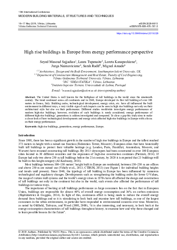 (PDF) High rise buildings in Europe from energy performance perspective