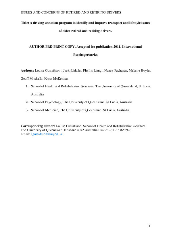 (PDF) A driving cessation program to identify and improve transport and ...