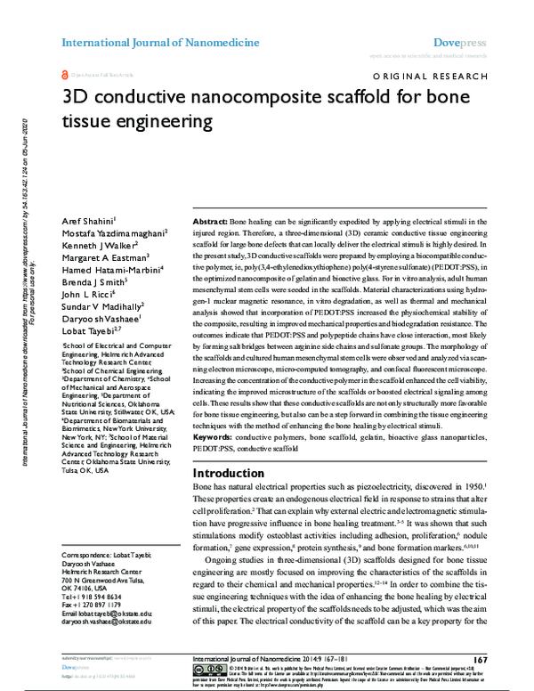 (PDF) 3D conductive nanocomposite scaffold for bone tissue engineering